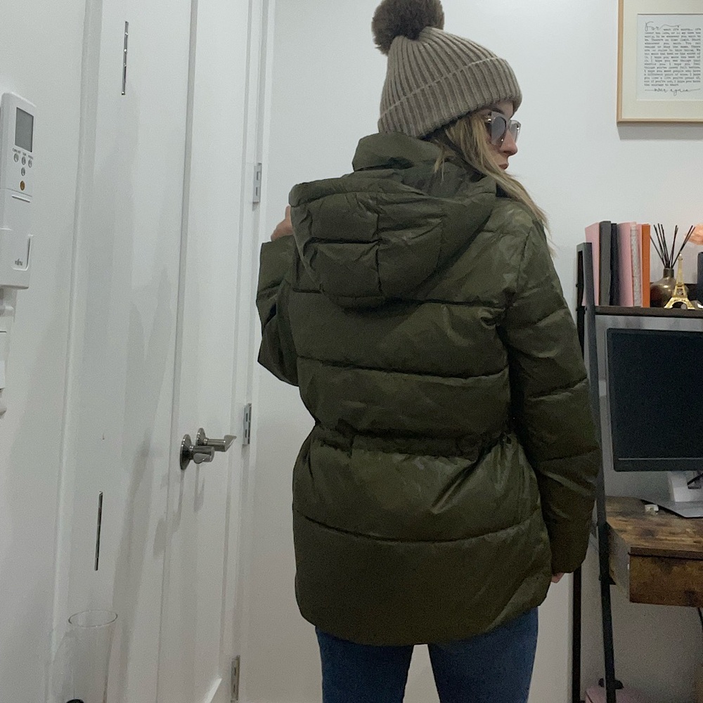 Olive puffer jacket